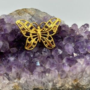 Napier Filigree Butterfly Gold Tone Brooch